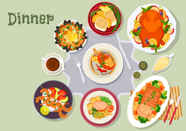 Icona della cena di Natale per il design del menu festivo
 - Vettoriali, immagini