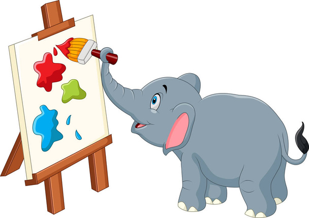 Desenhos animados pintura elefante
 - Vetor, Imagem