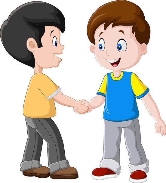 Illustration of Little Boys Shaking Hands - Vector, Image