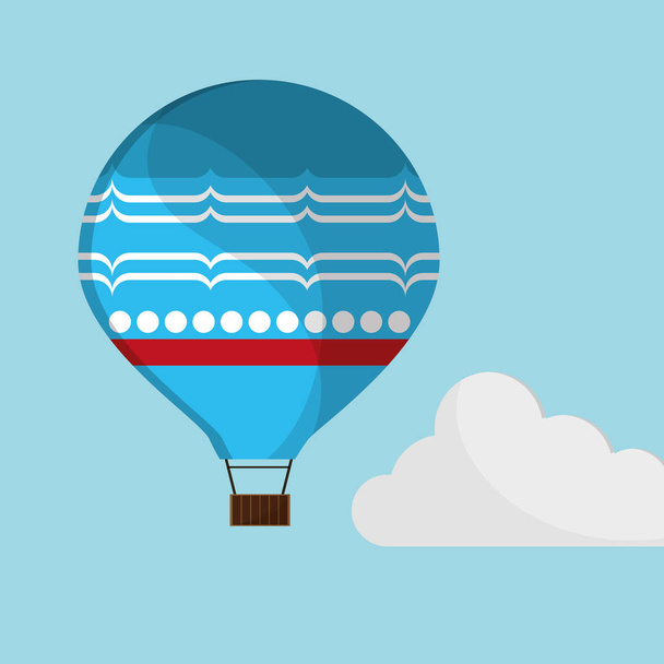 blue airballoon flying sky cloud with shadow - Vector, Image