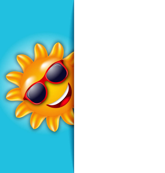 Clean Card with Cartoon Character Sun in Sunglasses - Foto, Imagem