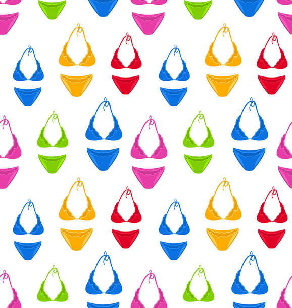 Seamless Pattern Colorful Female Swimsuits - Foto, Imagen