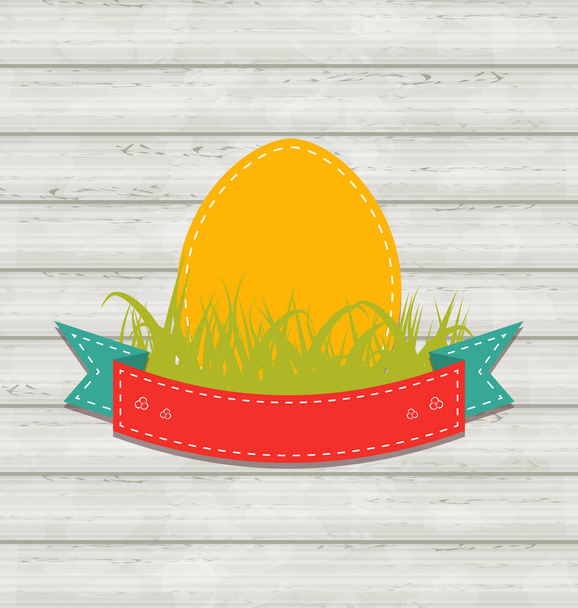 Vintage label with Easter egg on wooden background - Foto, Imagen