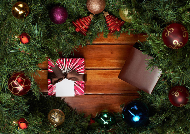 two gift christmas boxes - 写真・画像