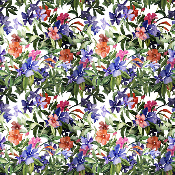 Watercolor illustration of a bouquet of colorful flowers,image seamless pattern  - Photo, Image