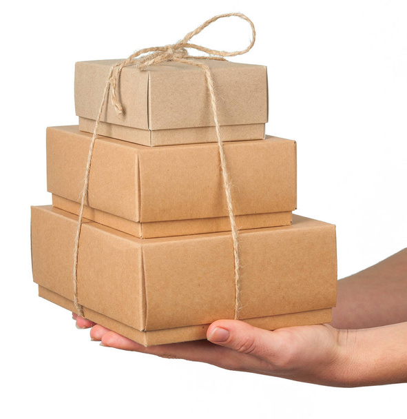 boxes in hand isolated - Φωτογραφία, εικόνα