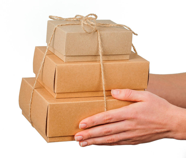 boxes in hand isolated - Φωτογραφία, εικόνα