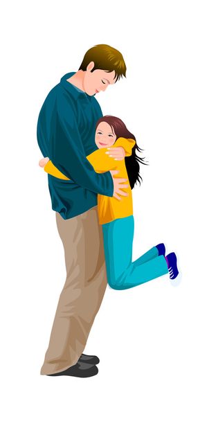 Portrait of girl hugging father - Вектор, зображення