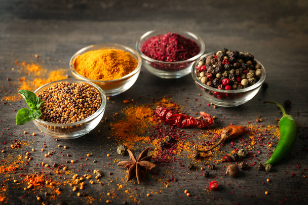 spices in glass bowls - Photo, Image