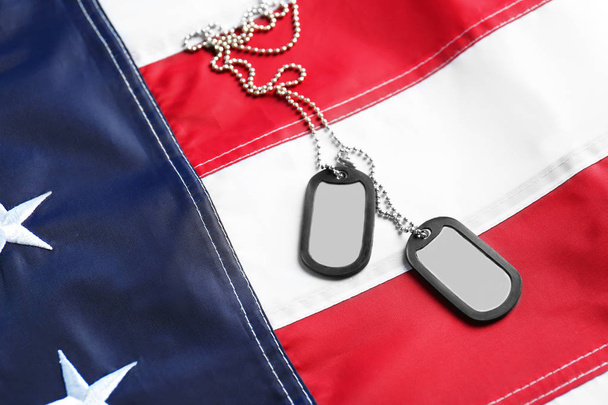Army tokens on  flag background - Valokuva, kuva