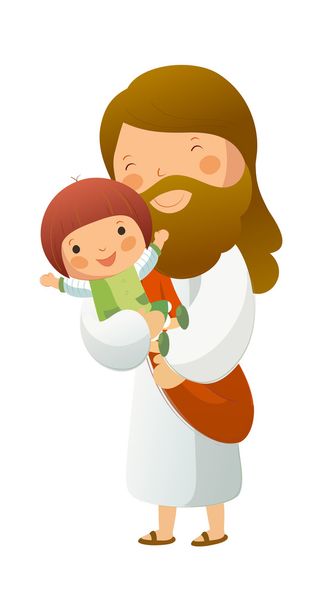 Jesus Christ holding girl - Vector, Image