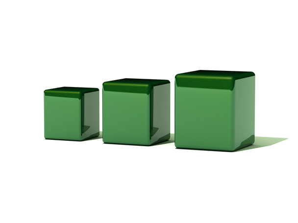 Three green cube - Foto, afbeelding