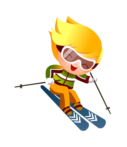 Boy Skiing - Vector, Image