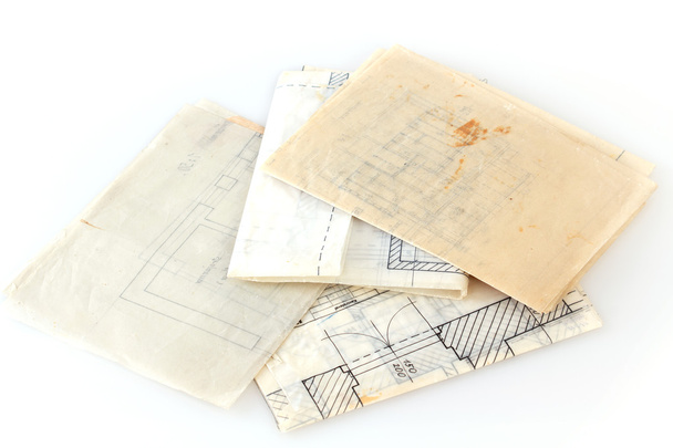 αρχιτεκτονικά σχέδια για το παλιό χαρτί - Φωτογραφία, εικόνα