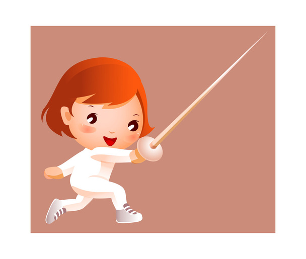 Girl in fencing costume - Vector, Image