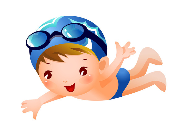 Niño nadador
 - Vector, Imagen