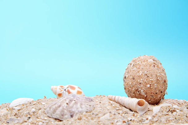Húsvéti tojás, kagyló, üres strandon - Fotó, kép