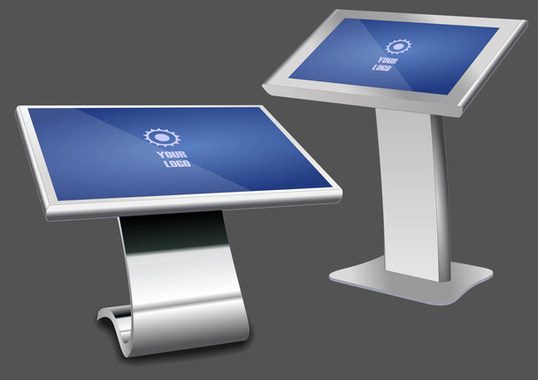Set of Promotional Interactive Information Kiosk, Advertising Display, Terminal Stand, Touch Screen Display. Mock Up Template. - Vektor, obrázek