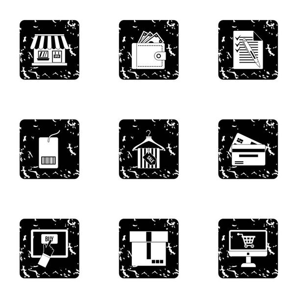 Products icons set, grunge style - Vecteur, image