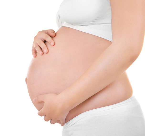 Pregnant woman on white background  - Photo, Image