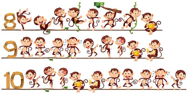 Counting numbers with monkeys - Vector, Image