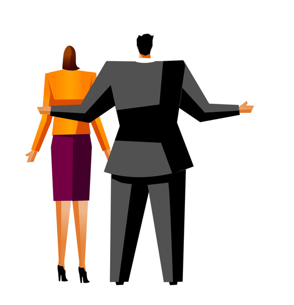 Businessman and Businesswoman standing together - Vector, Image