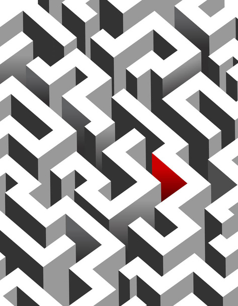 Black and white maze, labyrinth - isometric endless pattern - ve - Vektör, Görsel