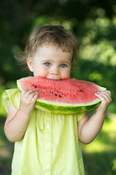 Baby girl eating watermelon - Photo, image