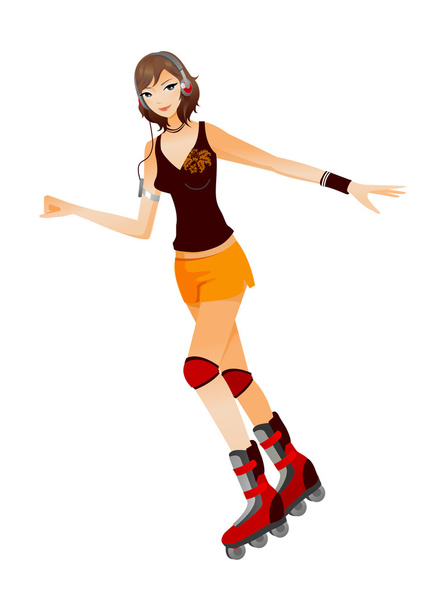 Portrait of a woman inline skating - Vector, Image
