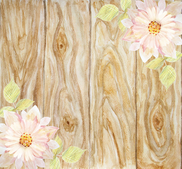 Festői rózsaszín virág, a háttérben a fából készült deszka. Kézzel készített. W - Fotó, kép