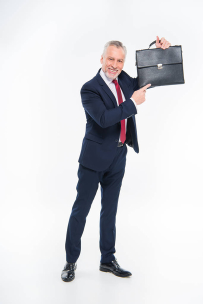 Businessman pointing at briefcase - Fotoğraf, Görsel