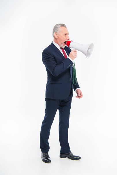 Businessman shouting in loudspeaker  - Foto, afbeelding