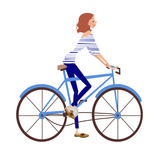 κορίτσι με ποδήλατο - Διάνυσμα, εικόνα