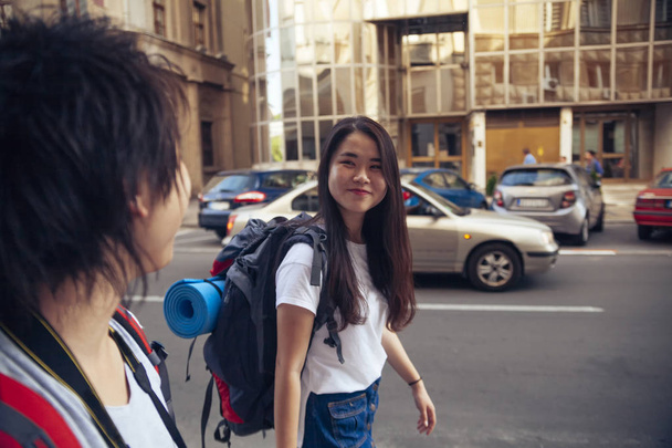 Young Asian Tourists Sightseeing  - 写真・画像