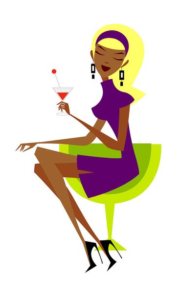 Beautiful young girl with a drink in hand - Vector, Image