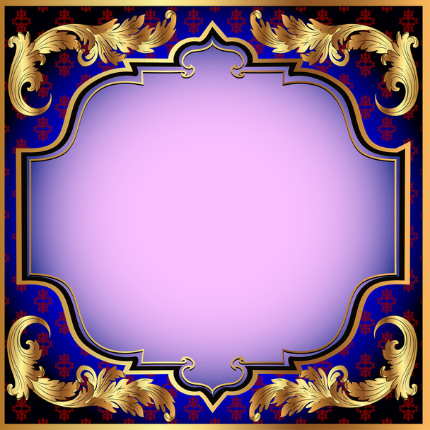 A dark blue background with with a gold vegetative ornament and - Vector, imagen