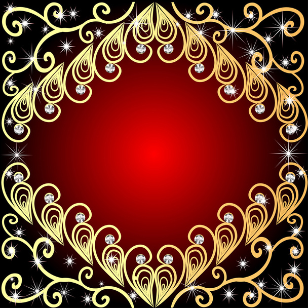 A background a frame about gold a pattern and diamonds and stars - Vector, Image