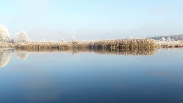 krajobraz przymrozków nad rzeką Havel (Havelland, Brandenburgia - Niemcy). - Materiał filmowy, wideo