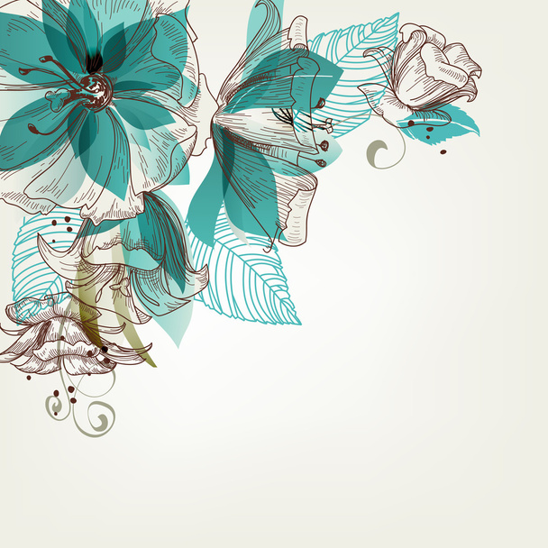 Retro fiori vettoriale illustrazione - Vettoriali, immagini