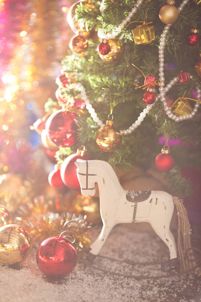 christmas tree horse decor - Foto, immagini