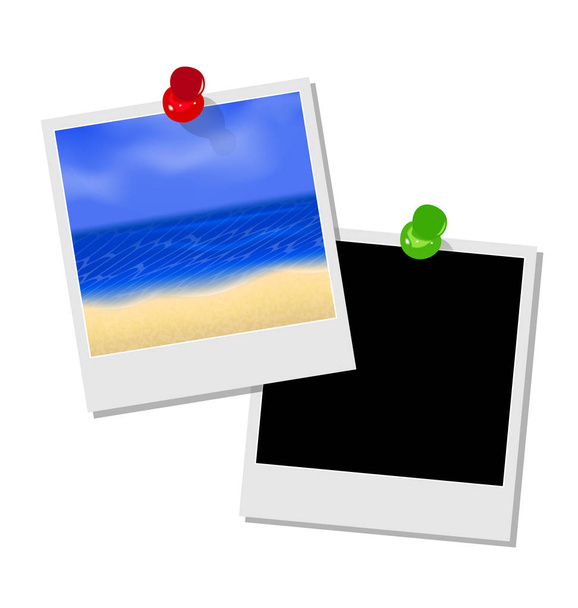 Photo frame with beach and empty photo frame - Φωτογραφία, εικόνα