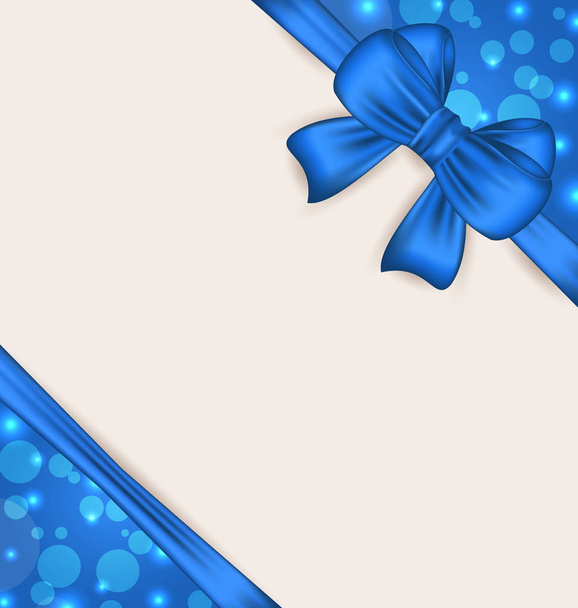 Cute blue wrapping with ribbon bow - Fotoğraf, Görsel