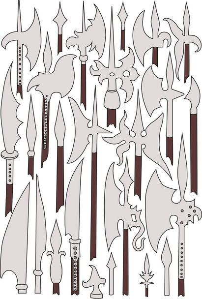 Set van middeleeuwse wapens. Speren, hellebaarden en peak. - Vector, afbeelding