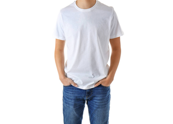 Young man in blank t-shirt - Photo, image