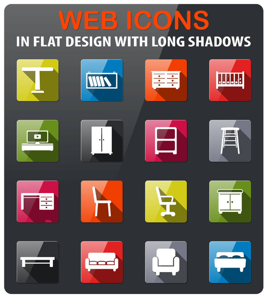 Furniture simply icons - Vector, Image