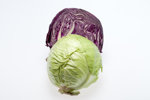 White and Red Cabbage cross section on White Background - Photo, Image