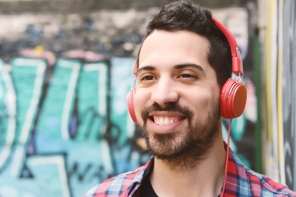 Young man with headphones. - Foto, Imagem