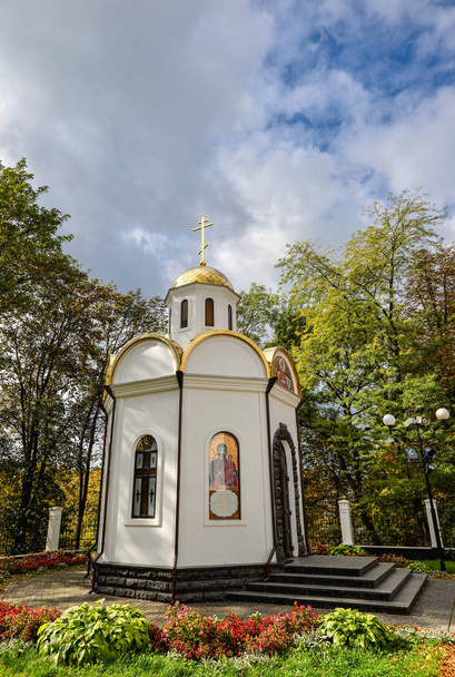 Kamianets-Podilskyi, Ukraine - October 20, 2016 : Little chapel near Alexander Nevsky Cathedral, Kamenetz-Podolsk. Ancient beautiful cathedral in Kamianets-Podilskyi, Khmelnitsky region, Ukraine - Photo, Image
