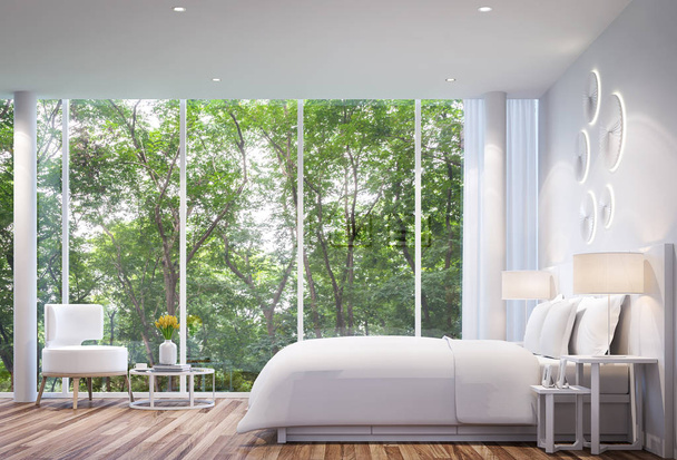 White Bedroom modern minimalist style 3D Rendering Image - Fotografie, Obrázek