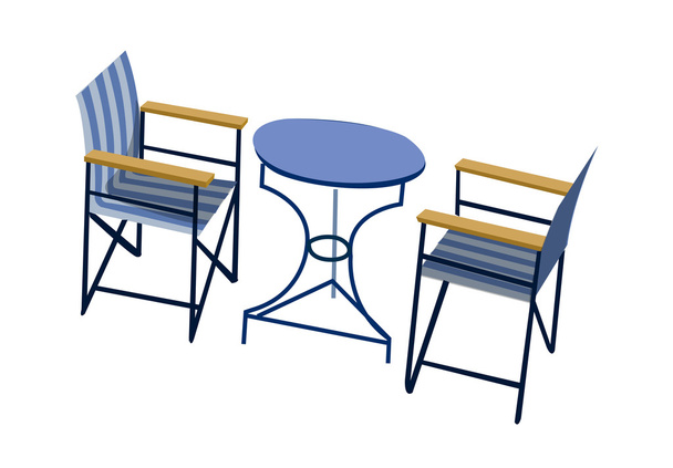 μπλε τραπέζι και καρέκλες - Διάνυσμα, εικόνα